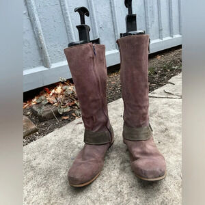 John Fluevog Radio RTP,  suede zip side boots, size 6